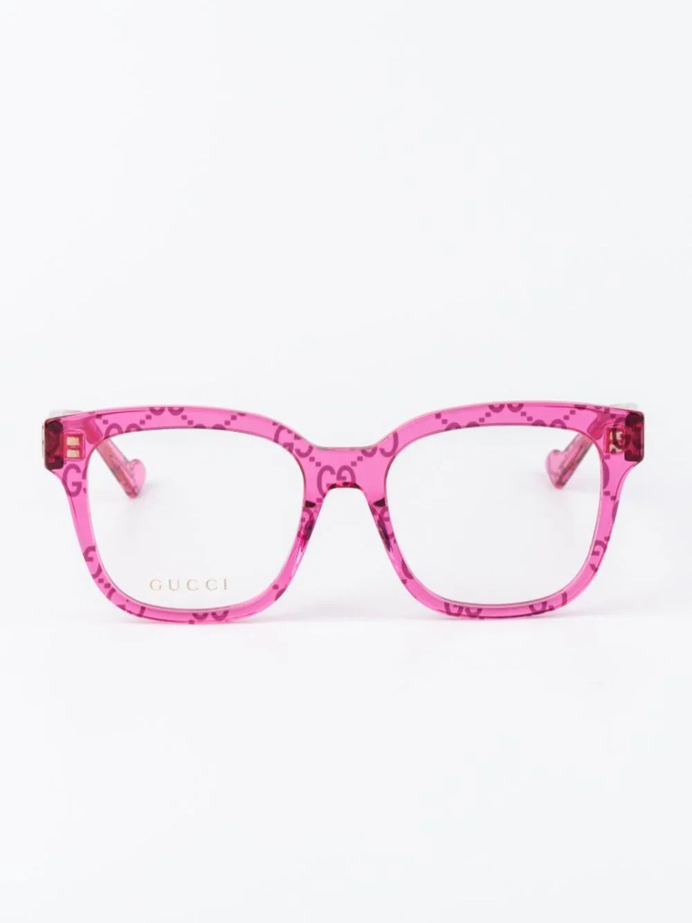 Gucci Women Eyeglasses Transparent Pink Square GG0958O 011 NEW AUTHENTIC